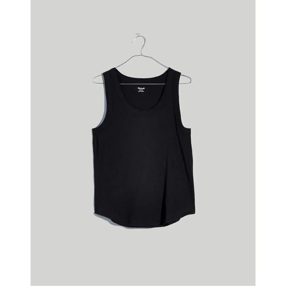 ✨Madewell Whisper Cotton Scoopneck Tank Black Sz Medium Top✨ - Picture 5 of 9